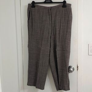 Eileen Fisher Taupe and White Linen Blend Cropped Pants Size 1X